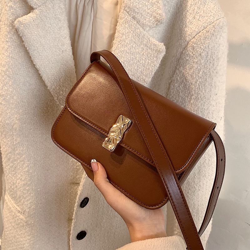 Túi đeo vai IELGY dáng vuông màu trơn phong cách cổ điển thời trang dành cho nữ