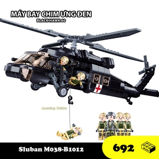 Đồ chơi Lắp ráp Trực Thăng chim ưng đen 60, Sluban B1012 Black Hawk Helicopter, Xếp hình thông minh