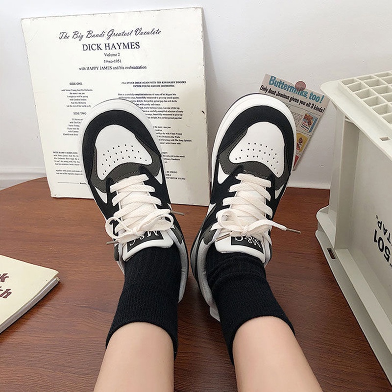 Giày thể thao IELGY đế bánh mì mũi lớn phong cách retro sử dụng hàng ngày thời trang cho nữ