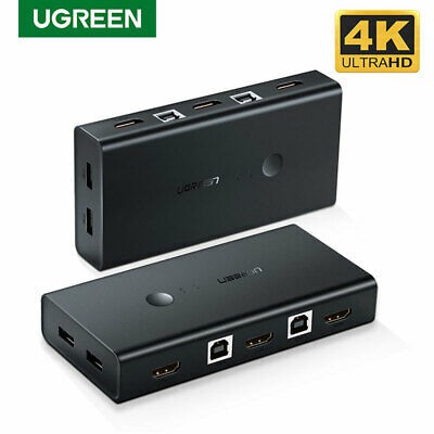 Bộ chuyển tín hiệu 4 CPU dùng 1 màn hình Cao cấp Ugreen 70439 CM293 (KVM Switch USB,HDMI 4K@60Hz)