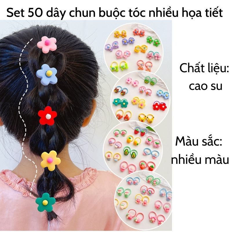 Set 2022 Dây Thun Cột Tóc Nhiều Màu Dễ Thương Cho Bé Gái
