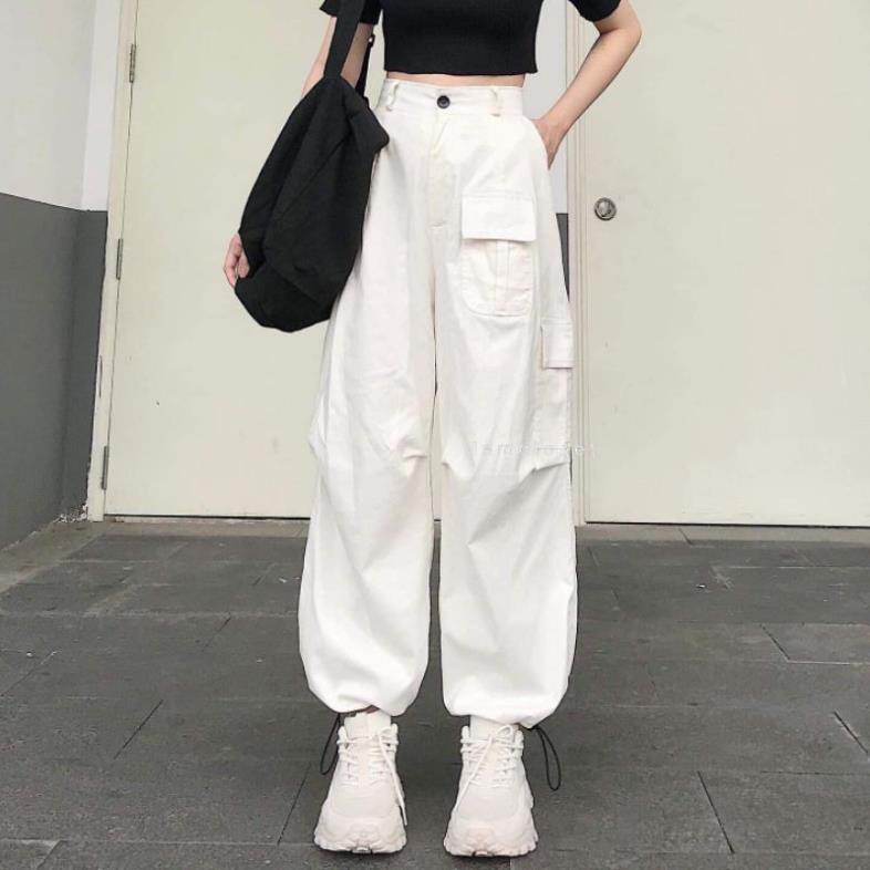 Quần ống rộng kaki nữ 💝 VYLINHSHOP 💝 quần jogger màu trắng 2 size M L