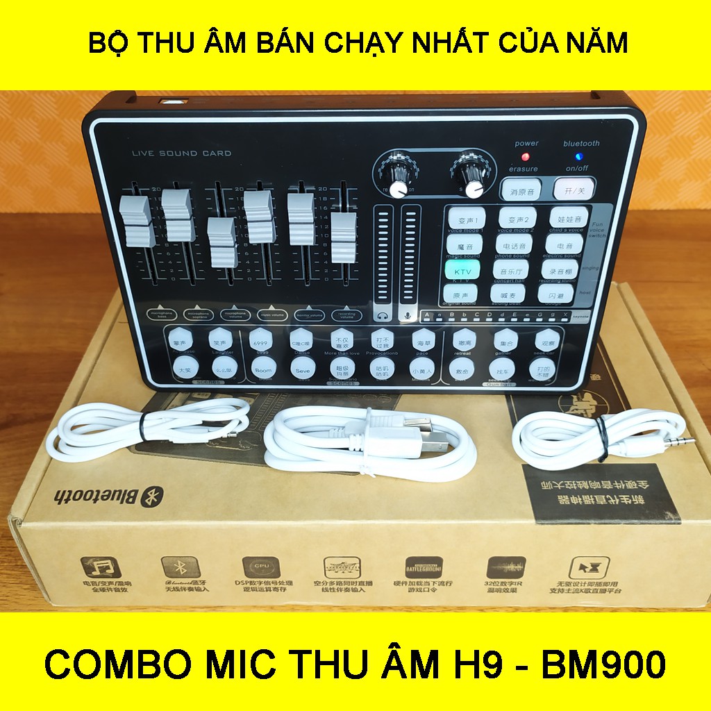 COMBO MIC THU ÂM – MIC HÁT LIVESTREAM TRÊN ĐIỆN THOẠI H9 + MIC BM900