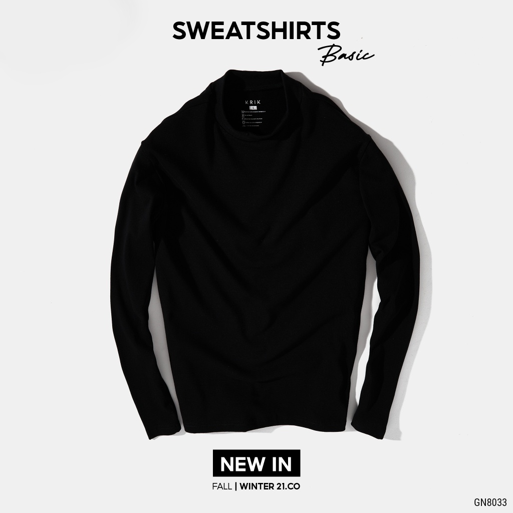 Áo Thun Nam Dài Tay Krik Chất Liệu Nỉ Cao Cấp Thiết Kế Cổ 3 Phân Giữ Ấm Tốt Form Slimfit Ôm Body AN8033 | BigBuy360 - bigbuy360.vn