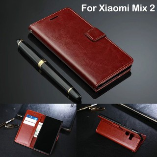 Bao da Pu đơn giản có ngăn đựng thẻ kèm dây đeo thời trang cho Xiaomi Mi Mix 2 Mi Mix2