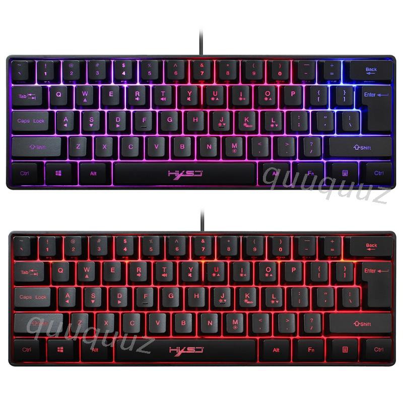 Bàn phím hxsj v700 thiết kế 61 phím có đèn rgb cao cấp hỗ trợ chơi game pubg