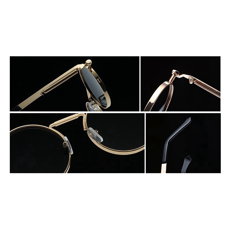 Kính mát SAMJUNE gọng tròn tráng gương cổ điển cho nam