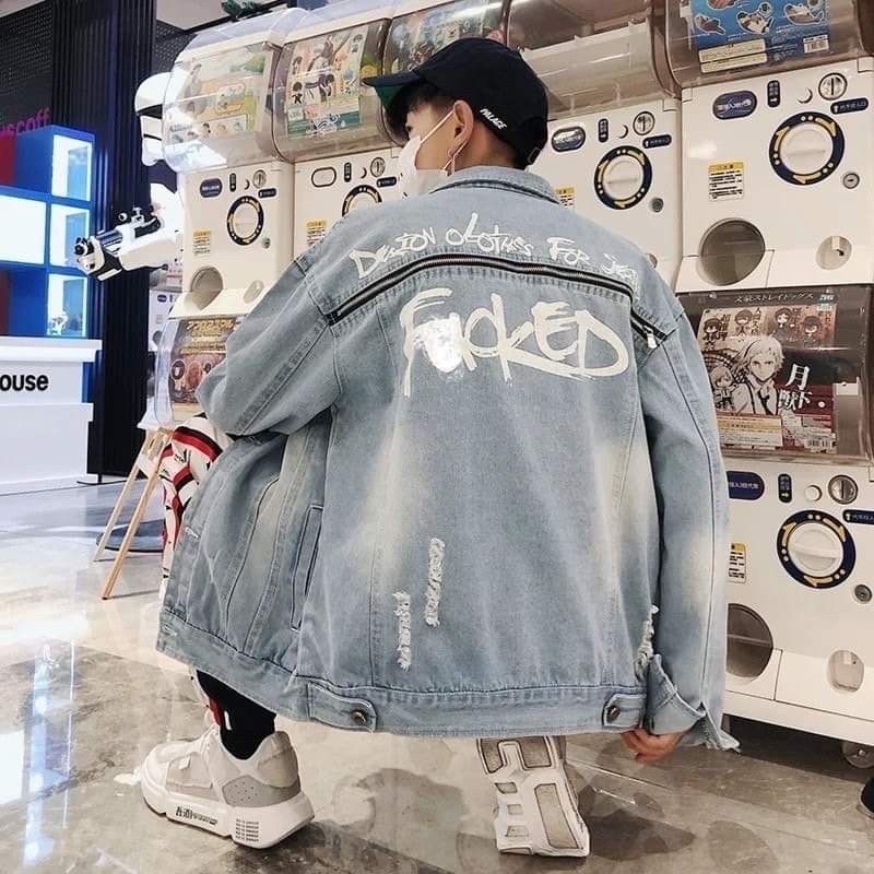 Áo Khoác Jean Unisex Outfits Nam Nữ Form Rộng  - Áo Khoác Bò Phong Cách Hàn Quốc