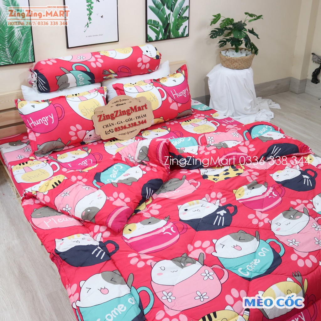 Sét 5 món chăn phao ga gối Mẫu đẹp | Mẫu Đô Rê Mon (Được chọn mẫu)