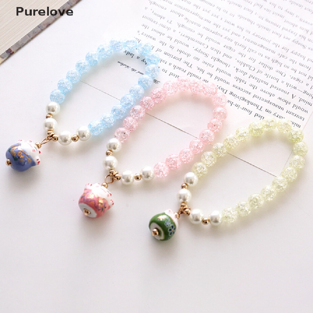 (Purelove) Vòng Tay Pha Lê Hình Mèo May Mắn Làm Quà Tặng