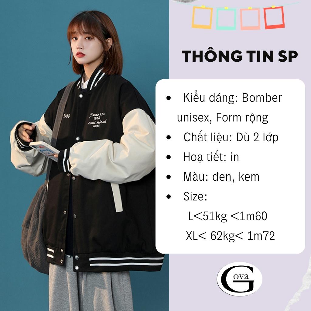 Áo Khoác Bomber 1983 Chất Dù 2 Lớp Nam Nữ Form Rộng Unisex, Áo Gió Chống Nắng Ulzzang GOVA