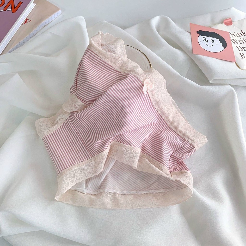 Quần Lót Nữ Cotton Xuất Nhật Cao Cấp Kháng Khuẩn Chống Viêm Mềm Mịn Thoáng Khí Co Giãn Tốt Phối Ren Dễ Thương