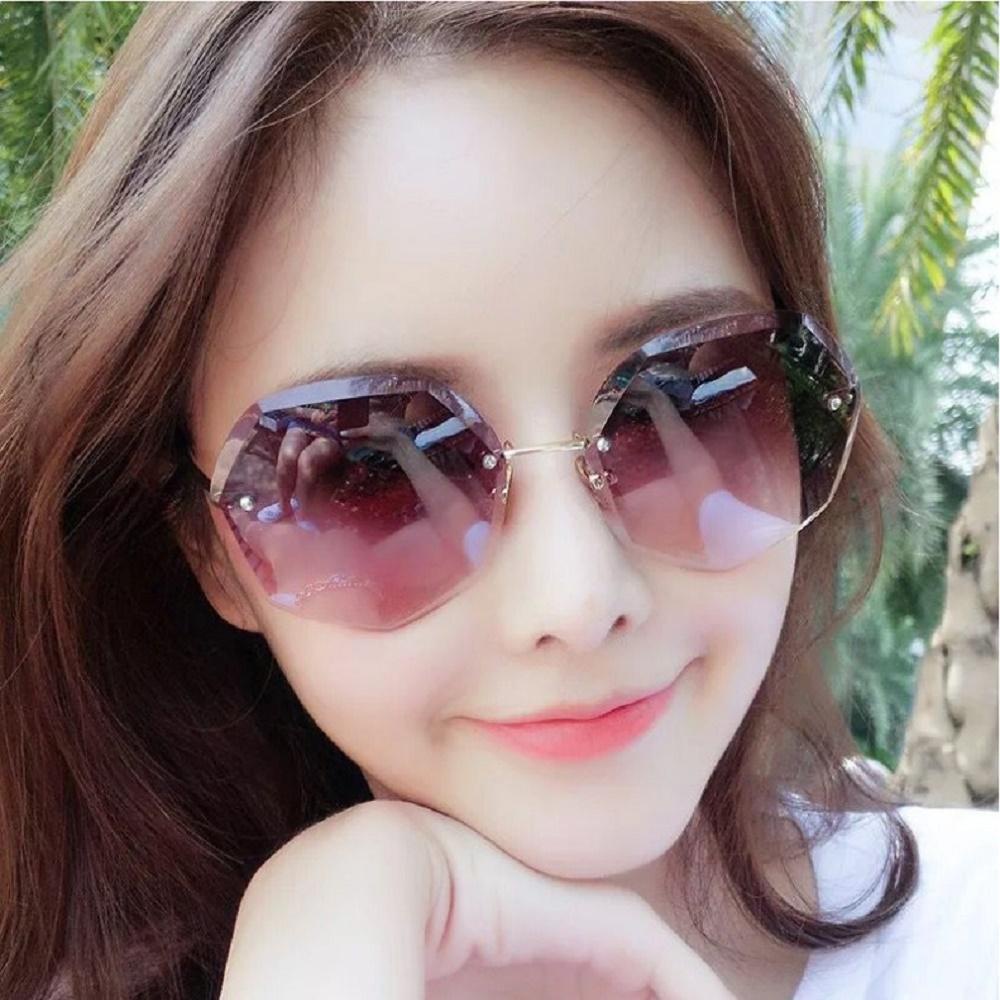 Kính Mát Không Gọng Chống Tia UV Nhiều Màu Sắc Phong Cách Cổ Điển Cho Nữ