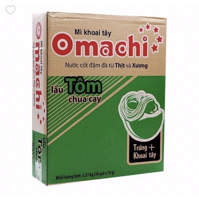Thùng mì 30 gói Omachi sườn hầm/ bò hầm/ tôm chua cay/ riêu càng cua/ Spaghetti date mới