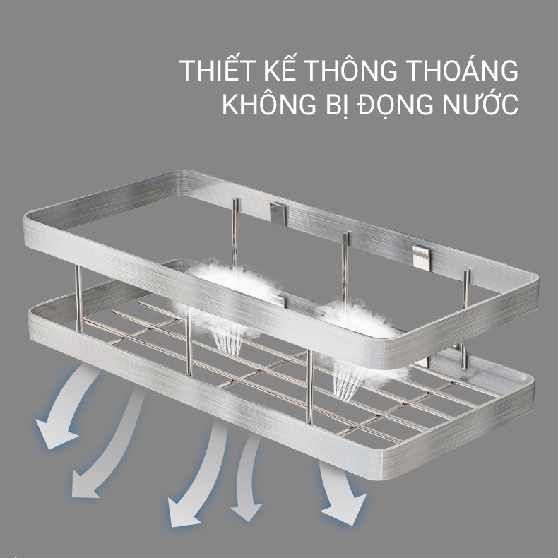 Giá kệ gia vị, để đồ treo tường, gắn tường, dán tường đa năng inox 304