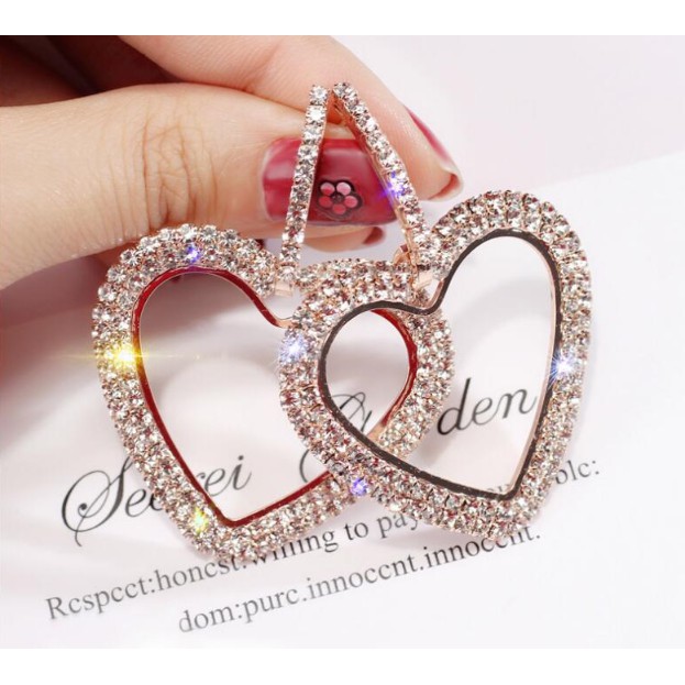 Khuyên tai Tim kim lớn lấp lánh dream xinh xắn