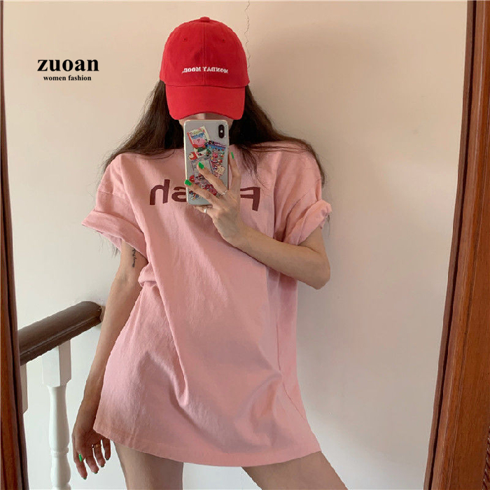 Áo thun SUXI dáng rộng in chữ phong cách Hàn Quốc cho nữ