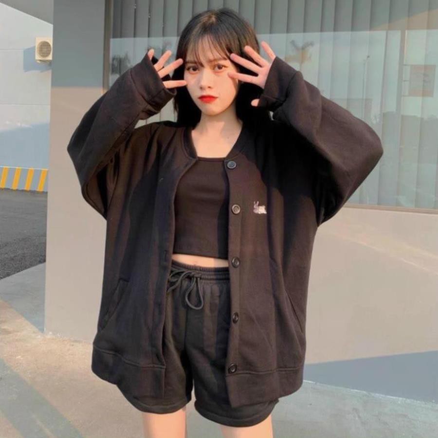 Áo Khoác Nỉ Nữ , Áo Khoác Nỉ Bông Cardigan Logo Thêu Hình Cún Cực Xinh Form Rộng | BigBuy360 - bigbuy360.vn