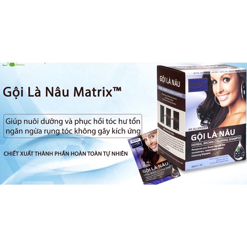 Dầu Gội Nhuộm Tóc Gội Là Nâu Matrix- Hộp 10 Gói Tác Dụng Ngay Sau 1 Lần Gội