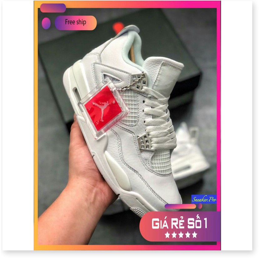 Ảnh thật Giày thể thao AIR JORDAN 4 Retro Pure money full trắng siêu đẹp cho nam và nữ siêu đẹp