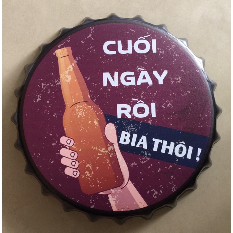 (SIÊU SỈ, ĐK 35cm) Nắp chai bia decor trang trí tường quán beer club, quán nhậu phiên bản Việt Nam độc lạ