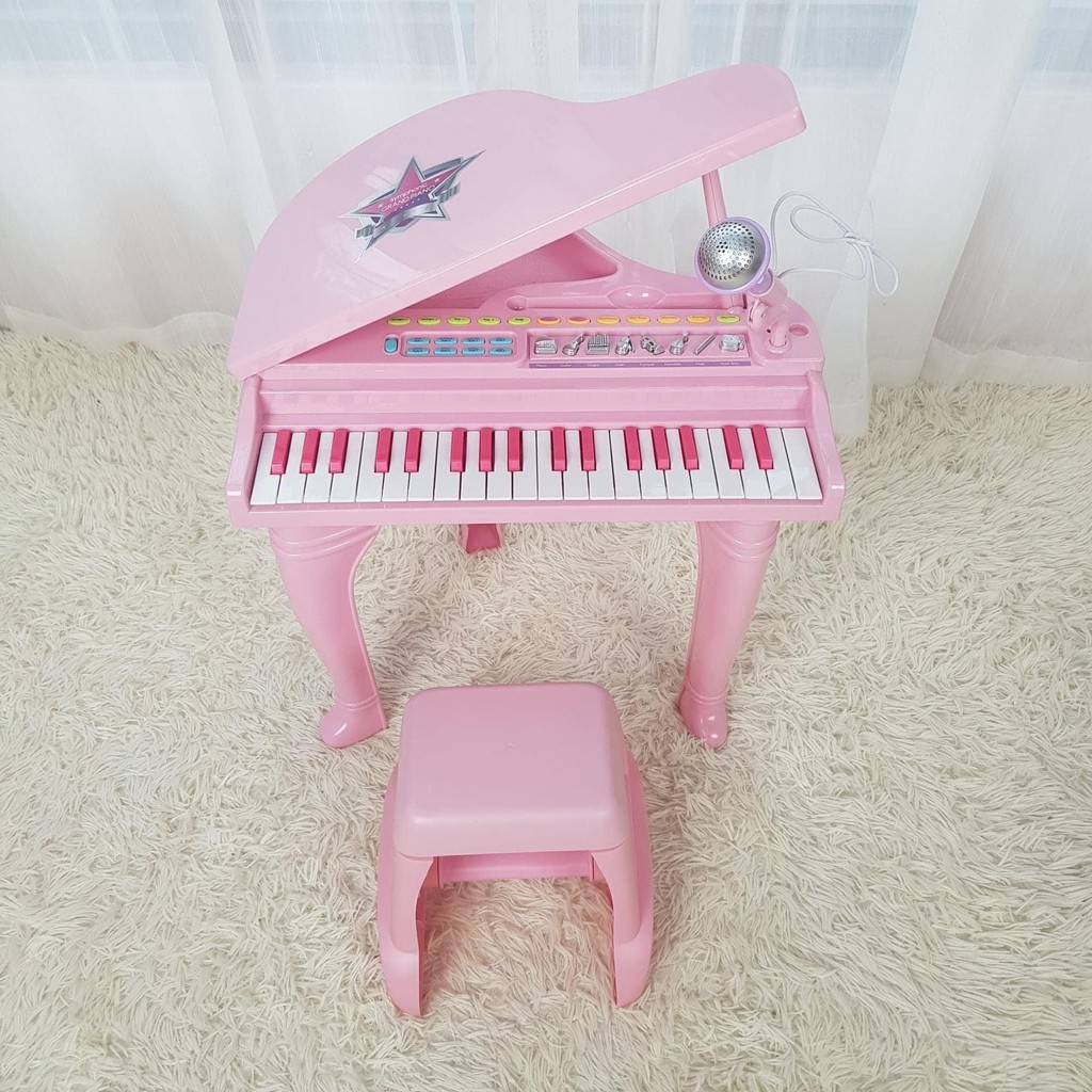 Đồ chơi âm nhạc đàn piano cổ điển kèm micro cho bé CAYABE cao cấp màu hồng