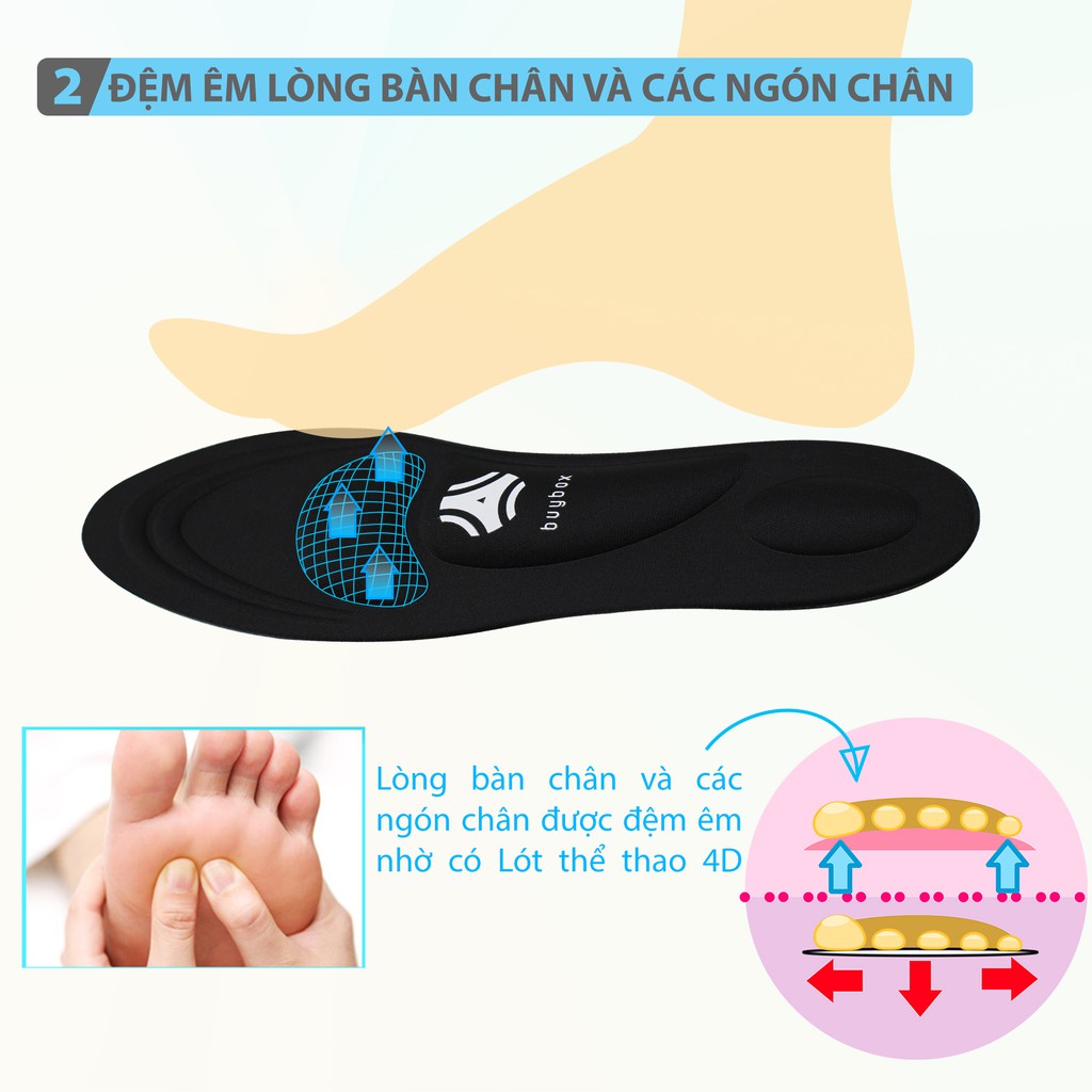 Lót giày thể thao 4D có gờ chống sốc giảm mỏi gang bàn chân - buybox - BBPK36