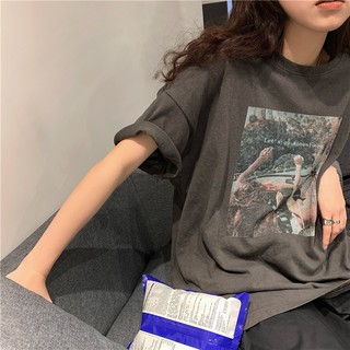 (ORDER) Áo thun nữ cộc tay cotton form rộng dáng basic in hình trước ngực styleHàn Quốc nhẹ nhàng