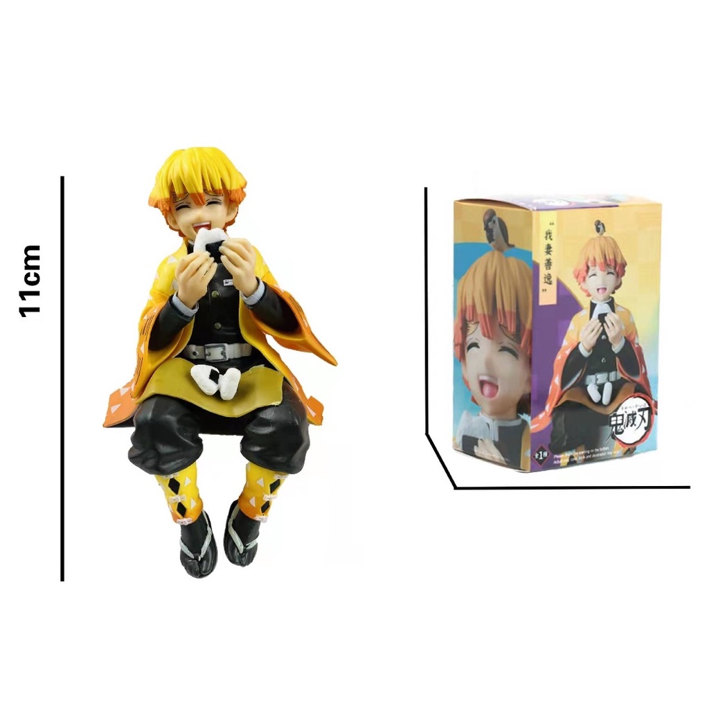 Mô hình Kimetsu No Yaiba Thanh gươm diệt quỷ - Mô hình Tanjiro Nezuko Zenitsu Inosuke ngồi ăn cơm nắm KY072