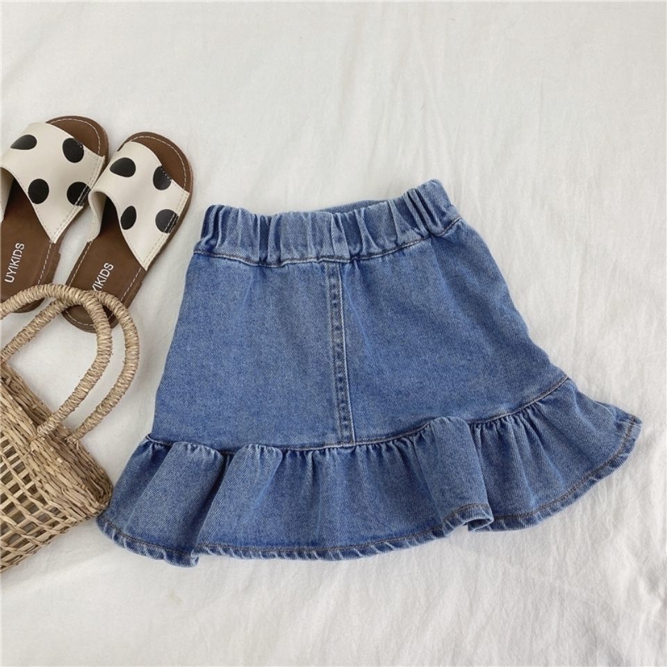 Set Áo Thun Và Chân váy jean Thời Trang Năng Động Cho Bé Gái