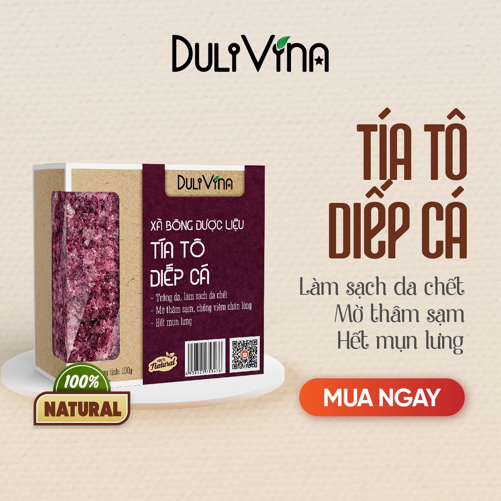 Xà Bông Dược Liệu DuliVina Tía Tô Diếp Cá Giúp Sáng Da, Dưỡng Trắng Da Tự Nhiên 100g