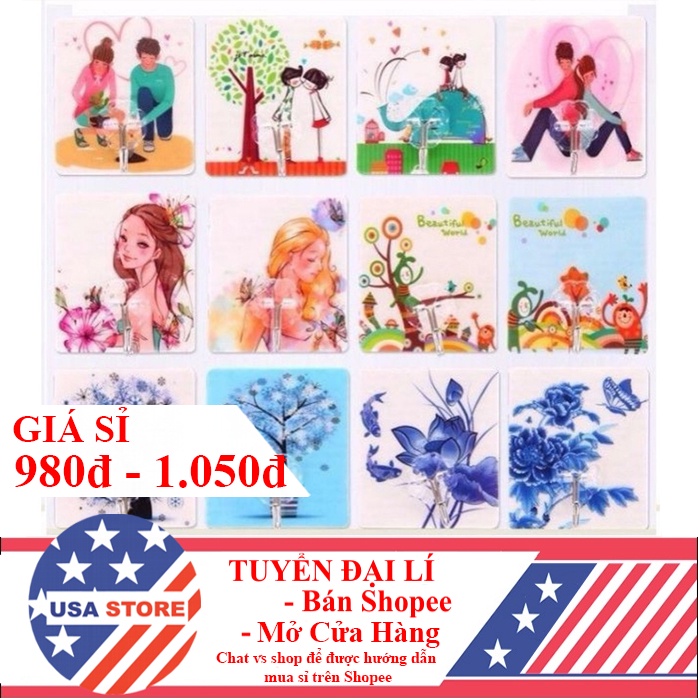 Móc Dán Tường Treo Đồ Cute Nhiều Hình 3D Kiểu 2 - Siêu Dính Gắn Cường Lực Thần Thánh - 7.8*8.5 Cm