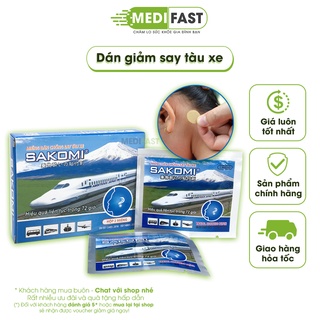 Miếng dán chống say tàu xe Sakomi hộp 2 miếng dán sau tai giảm đau đầu, buồn nôn, nôn nao, say sóng - Chính hãng