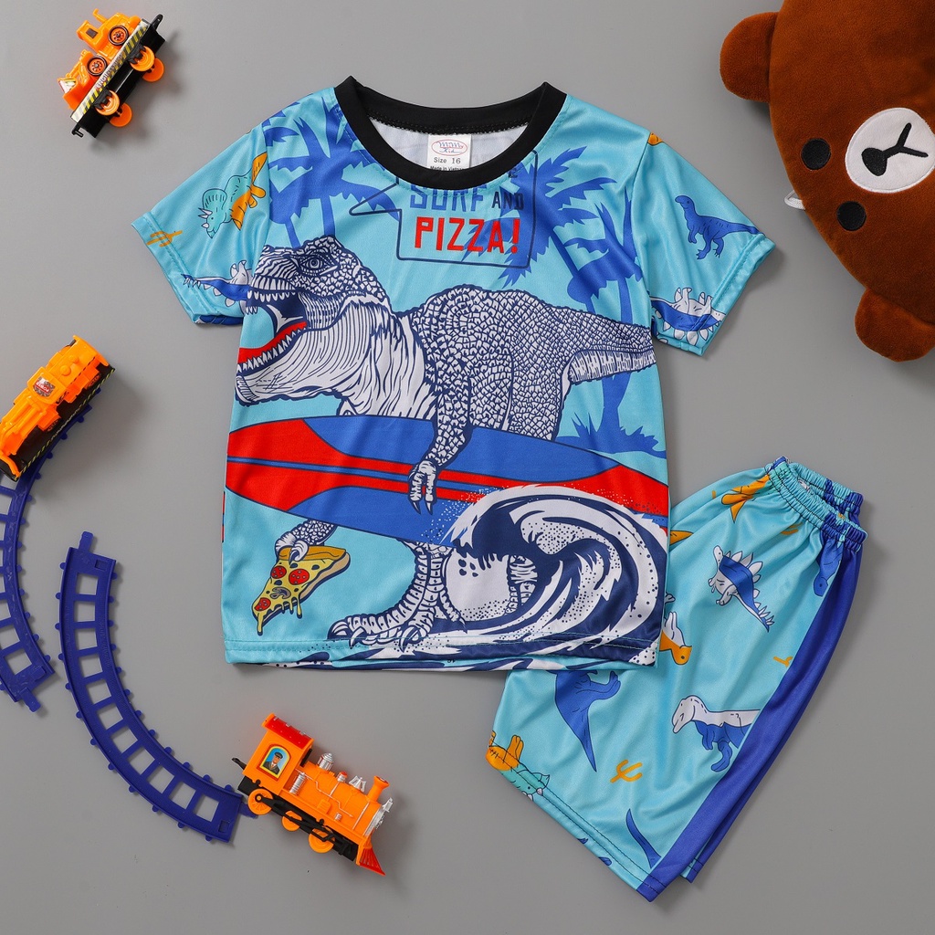 Đồ bộ bé trai in 3D vải thun hoạt hình hiệu MIMYKID cao cấp, quần áo trẻ em - LMSP-B03TH2
