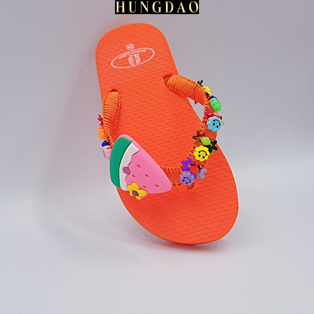 Dép nữ trẻ em HD đính sticker dưa hấu cute mang đi chơi có đế chống trơn trượt đủ size nhiều màu