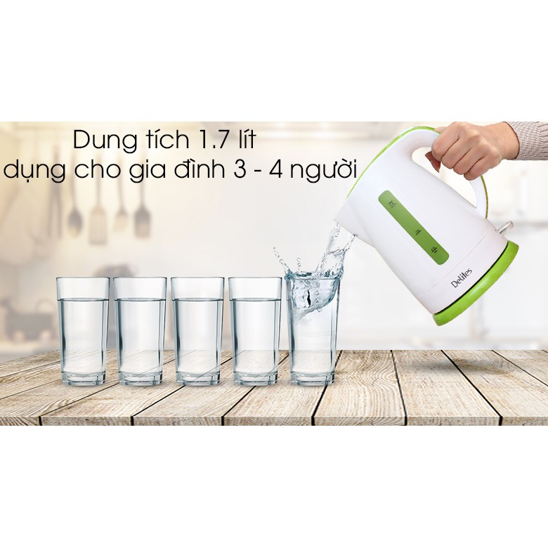 Bình siêu tốc Delites 1.7 lít ST17P01WG Xanh lá