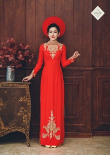 Áo dài cô dâu đỏ đính ren, áo dài cô dâu big size, áo dài size chuẩn