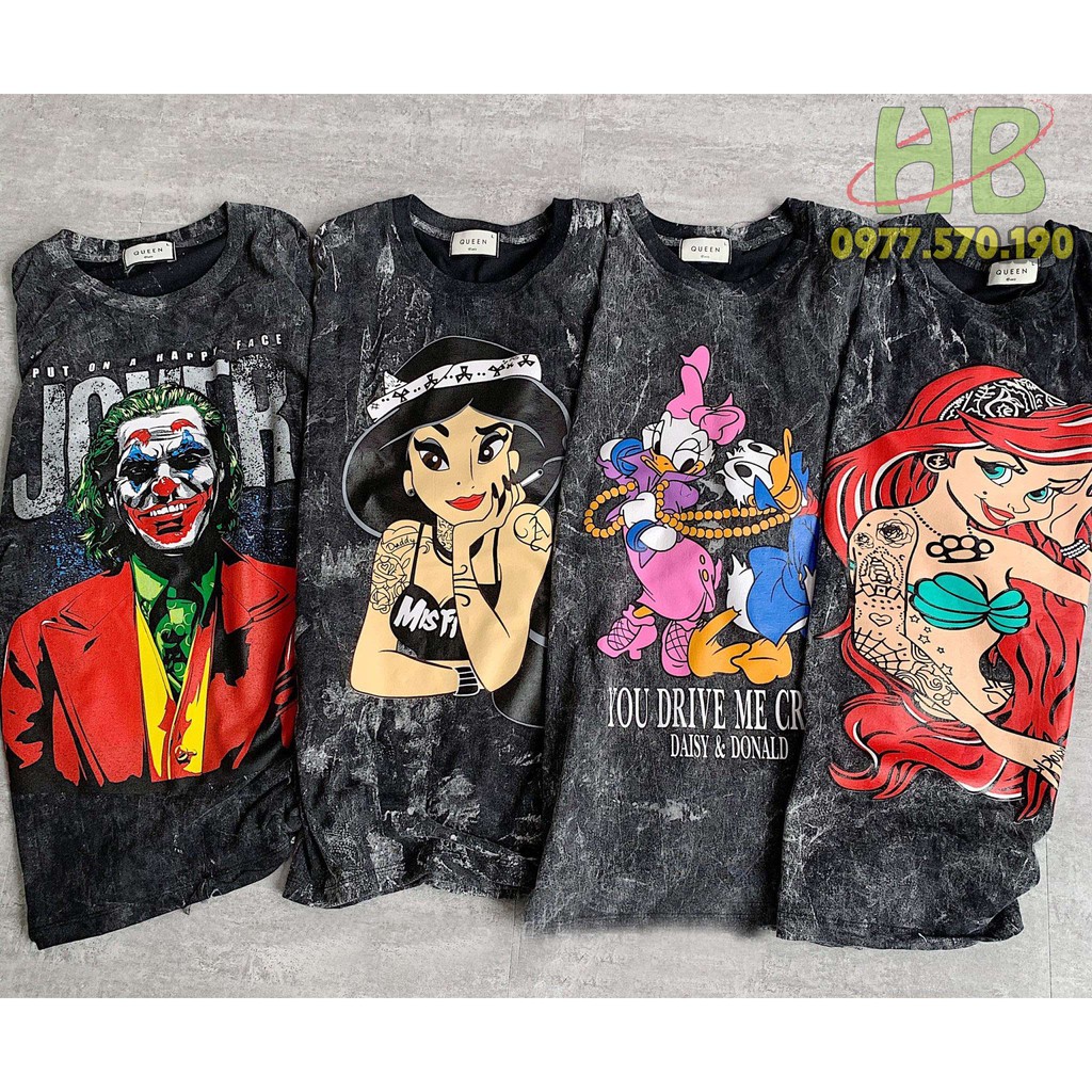 Áo Thun Unisex Loang Màu Joker Form Rộng Tay Lỡ