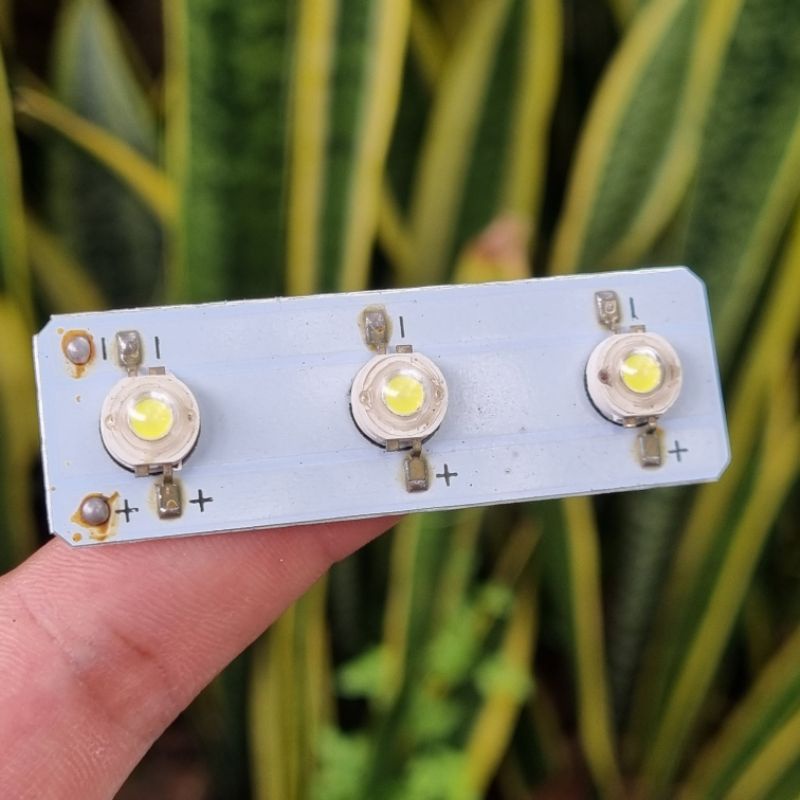 Vỉ đèn led 3 bóng Luxeon 3-5V DC đế nhôm tản nhiệt 5W - Chế đèn bàn học, bể cá...