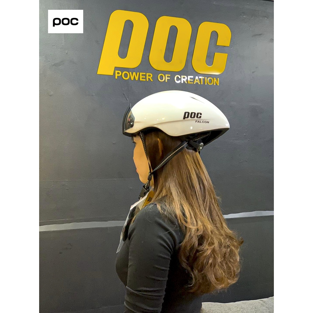 NÓN THỂ THAO POC FALCON TRẮNG BÓNG GẮN TAI MÈO ĐEN CỰC CIU CHÍNH HÃNG 2022