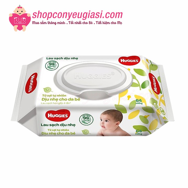 [TP.HCM]Combo 4 Gói Khăn Ướt Huggies 64 Miếng Không Mùi