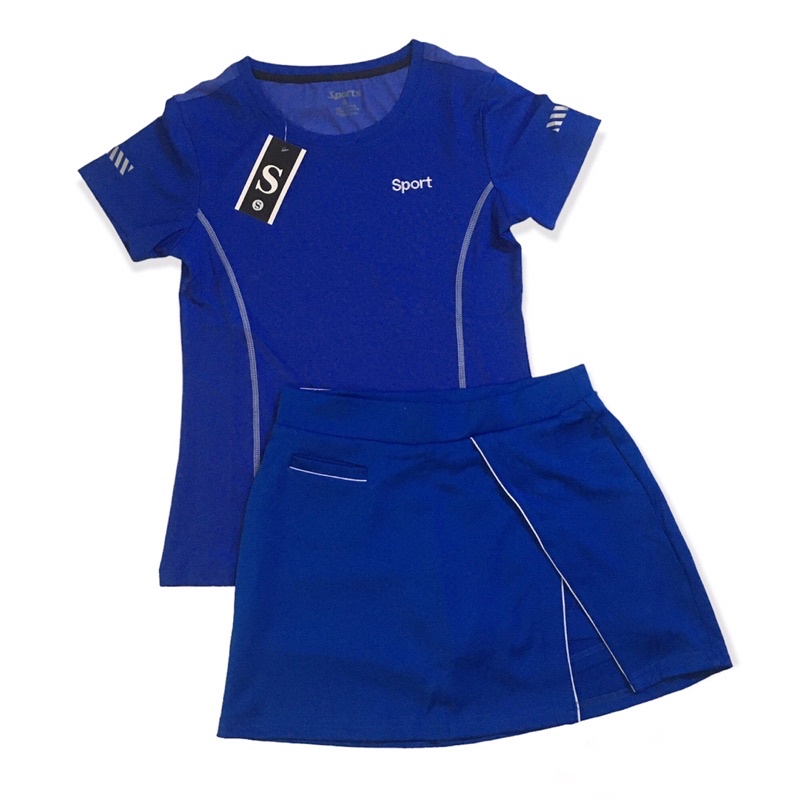 Bộ váy tennis, golf, cầu lông, thiết kế váy 2 lớp có 2 túi trong và ngoài áo dài phủ bụng vải thun 4 chiều co giãn