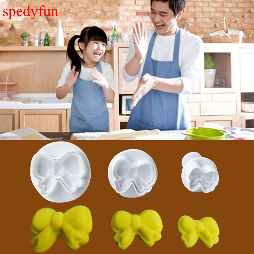 Set 3 khuôn cắt tạo hình nơ trang trí bánh
