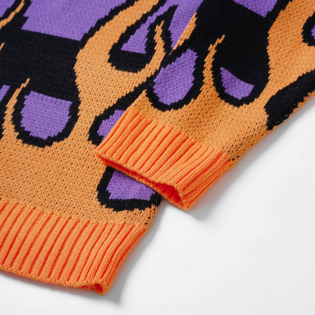 Áo len sweater local brand Clownz WorldZ Star Knit form rộng, dáng raglan chất len dệt 100% cotton, phối màu tím cam