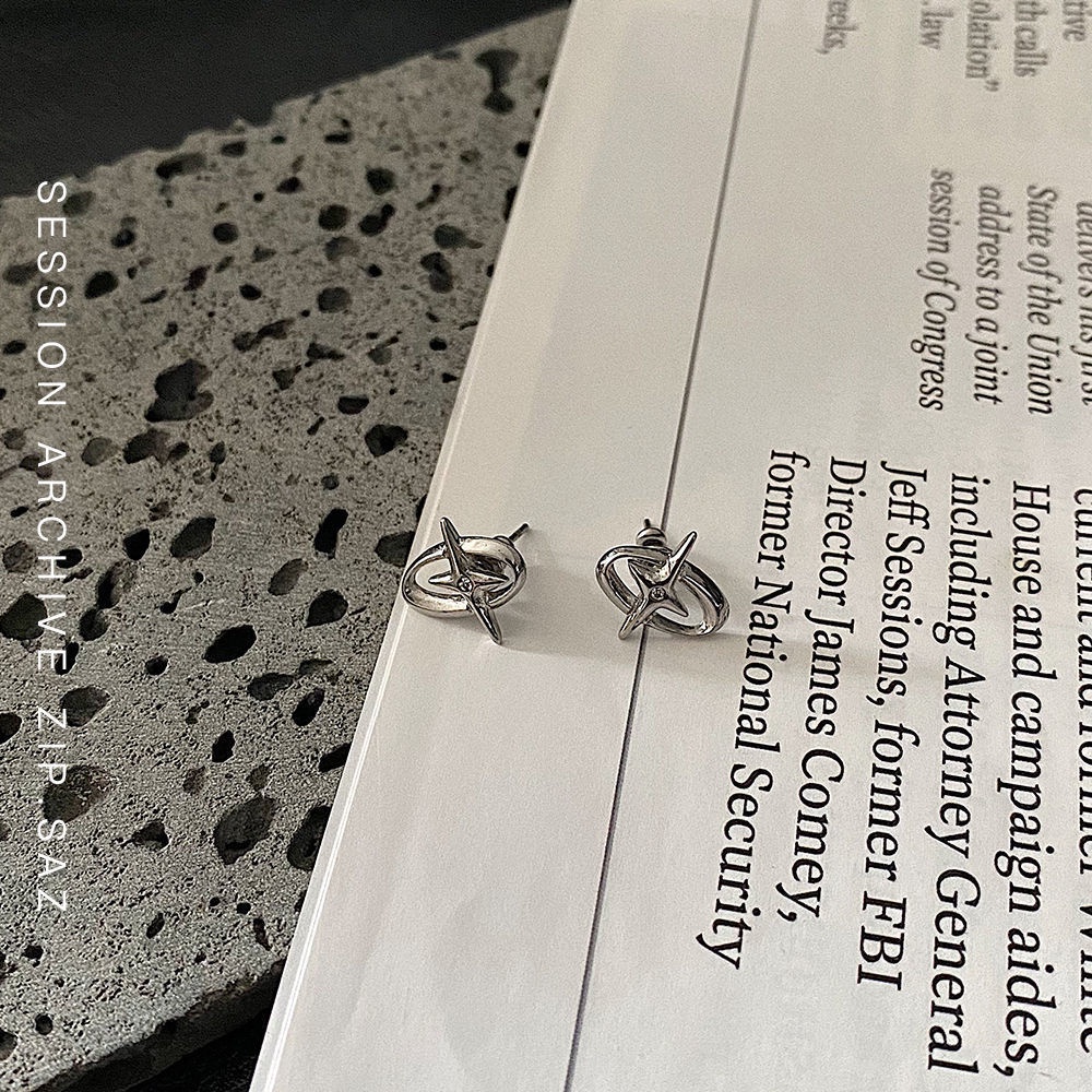 Bông tai 19A1695 hình bầu dục / chữ thập đơn giản nhẹ nhàng sang trọng phong cách harajuku