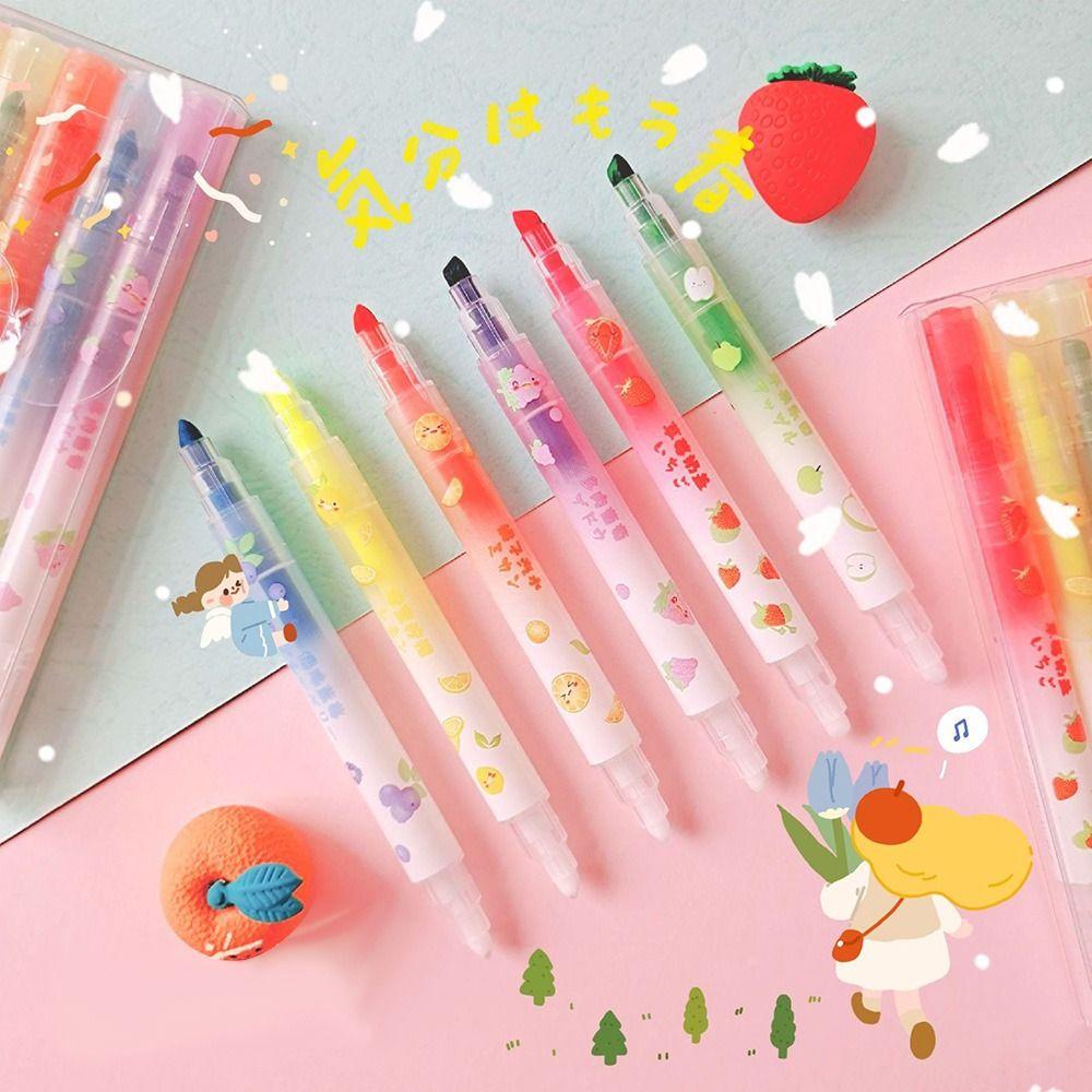 Set 6 Bút Bắt Sáng LAKAMIER Hai Đầu Xóa Được Nhiều Màu Sắc