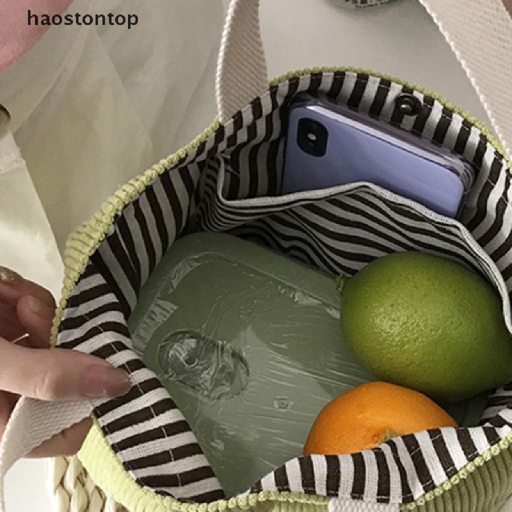 Túi Tote Đựng Hộp Cơm Trưa Vải Nhung Cotton Xách Tay Cỡ Nhỏ Tiện Dụng Mang Đi Dã Ngoại