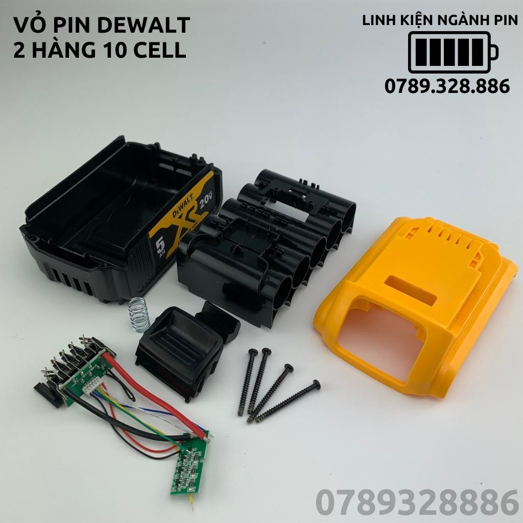 Vỏ mạch pin Dewalt 18V 5Ah Li-ion 2 hàng  có led báo pin, nhận sạc zin