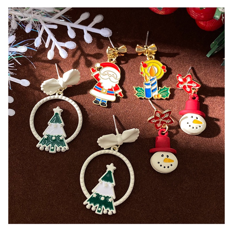 Bông Tai Hình Giáng Sinh Dễ Thương Thời Trang Dự Tiệc Cho Nữ