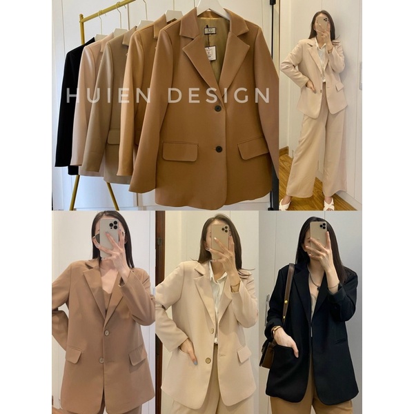 Áo blazer nữ 2 lớp dáng dài tay dài Huien Design thời trang công sở trẻ trung, áo vest nữ form Hàn Quốc màu sắc | BigBuy360 - bigbuy360.vn